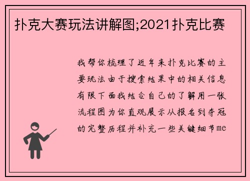 扑克大赛玩法讲解图;2021扑克比赛